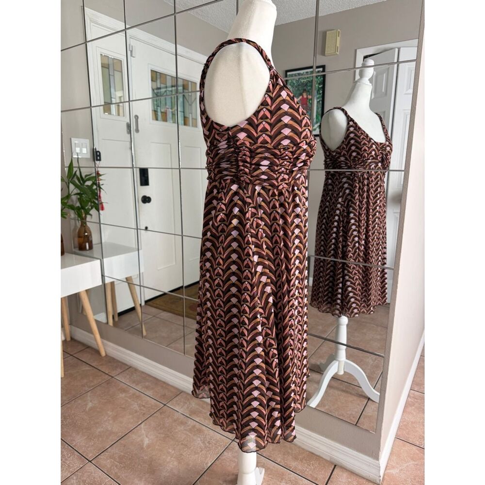 Mixit Pink and Brown Knotted-Front Midi Dress - Picture 2 of 10
